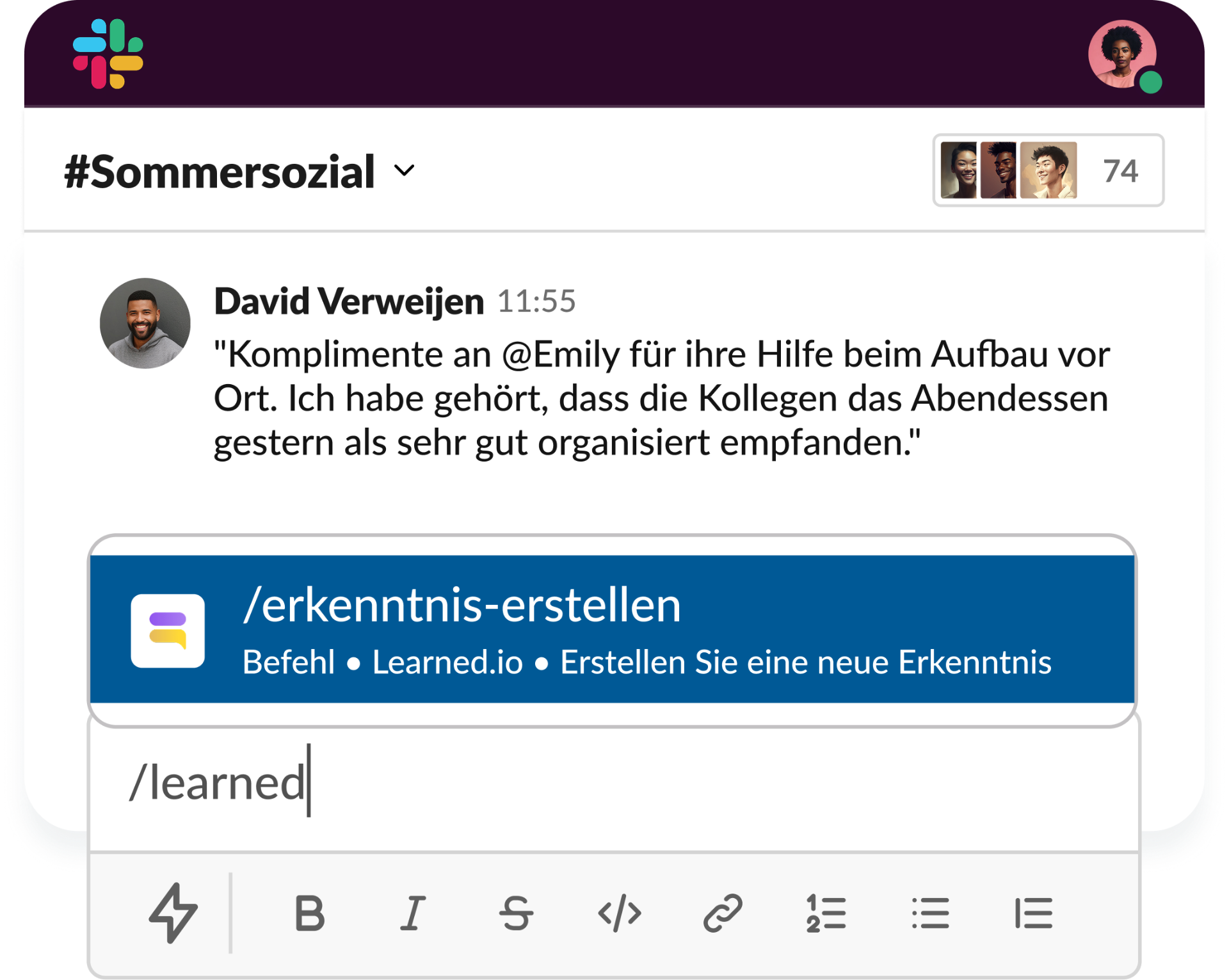 Feedback aus Slack erfassen