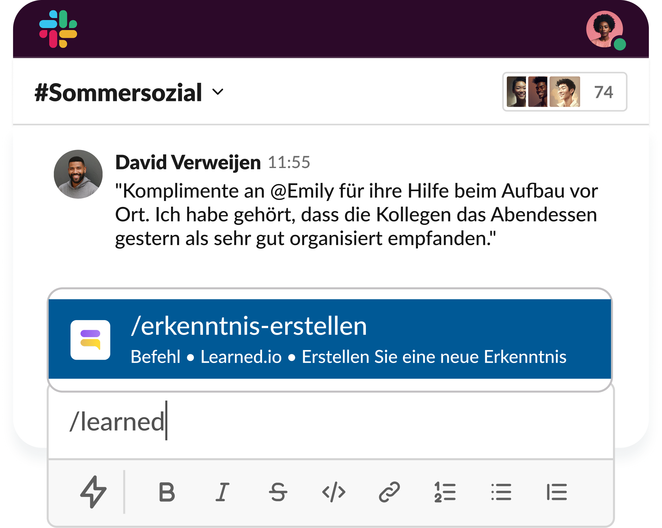 Feedback via Slack