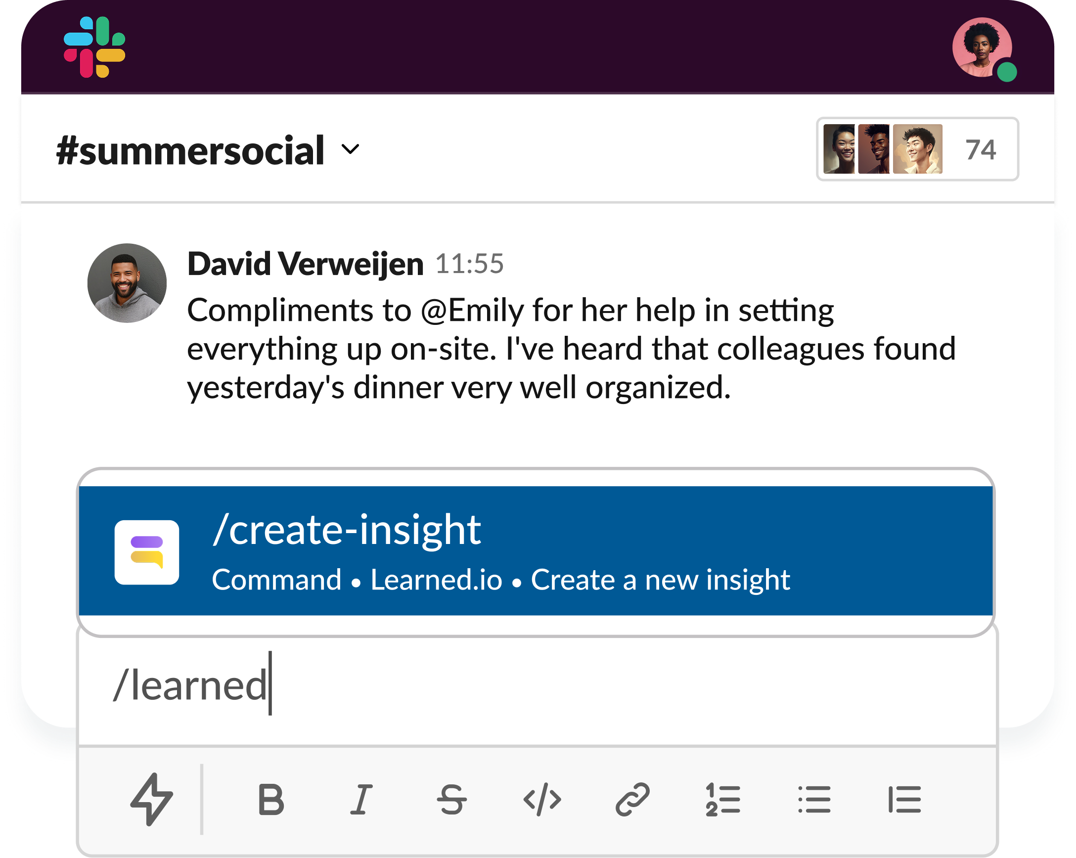 Feedback via Slack